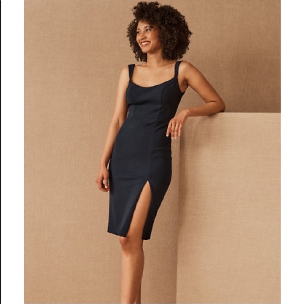 BHLDN Ana Crepe Midi Dress Navy Blue Size 6